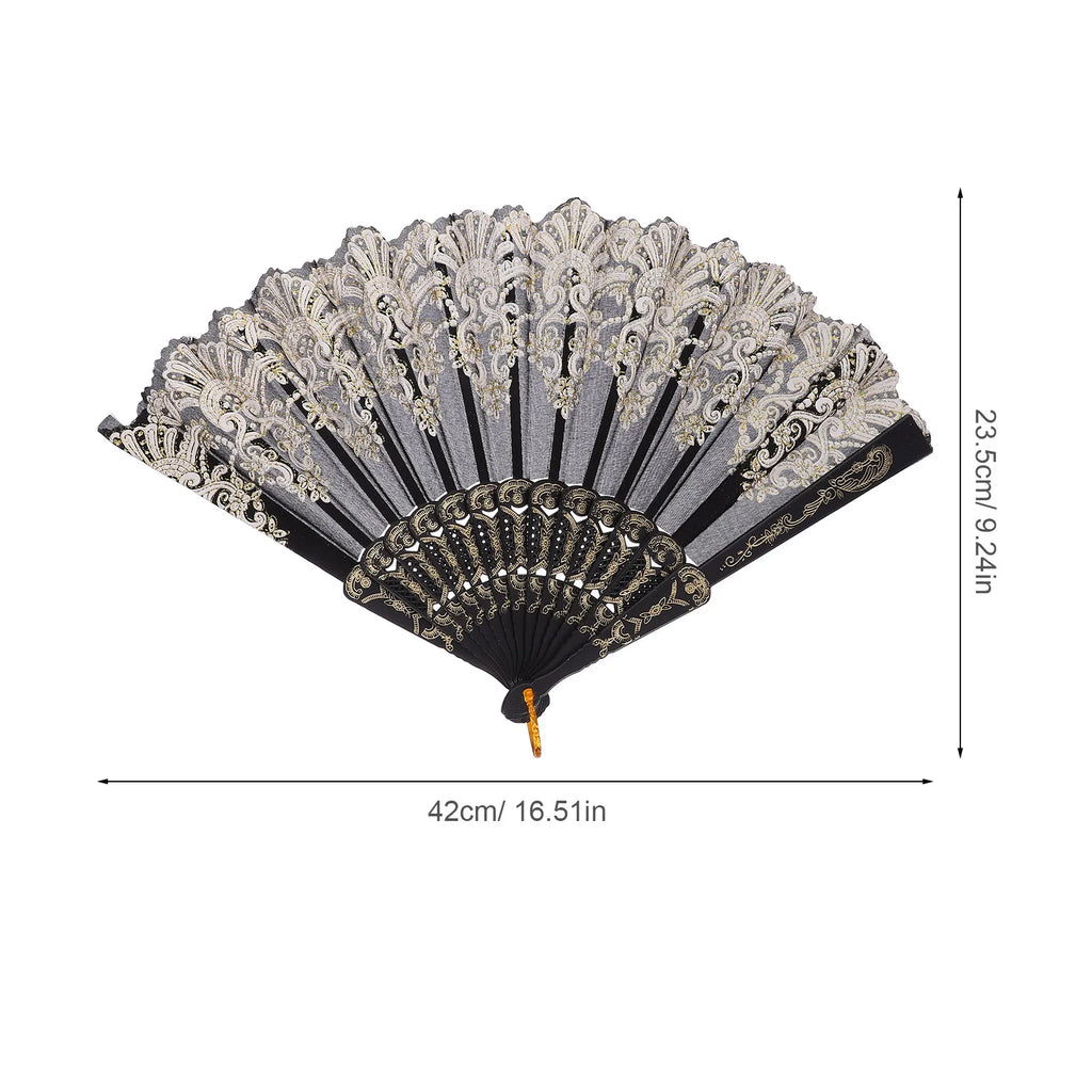 Black Folding Hand Fan – Vintage Chinese Oriental Style Folding Hand Fan Richie's
