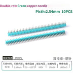 10PCS Color Gilded Pin Headers 2.54mm Single & Double Row Set