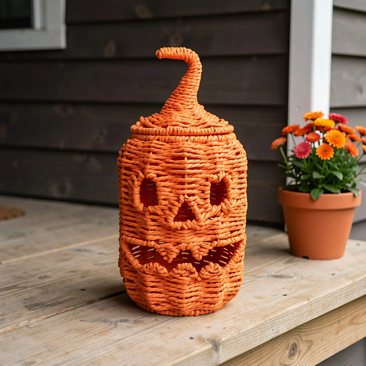 Woven Pumpkin Lampshade | Basket Weave Jack O Lantern Cover Halloween Lamp Shade Richie's