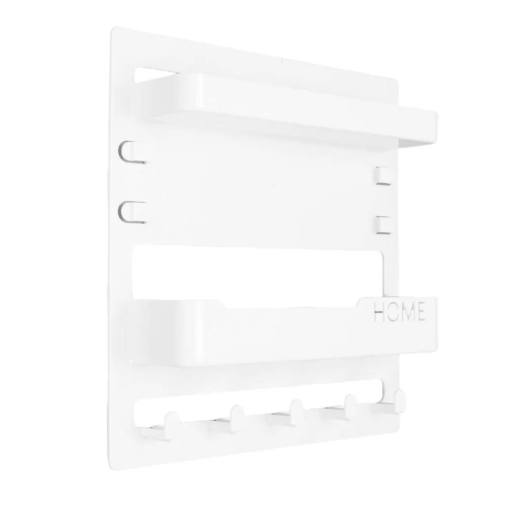 Adhesive Wall Shelf with Hooks & Cable Clips – No-Drill Wall Mount Shelf Richie's