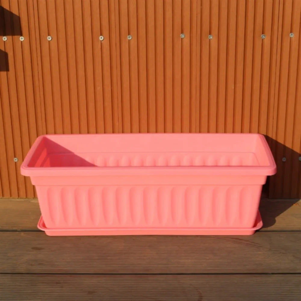 Rectangular Plastic Planter Pot with Tray – Large Balcony Garden Garden Planter Pot Richie's Pink