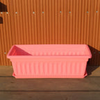 Rectangular Plastic Planter Pot with Tray – Large Balcony Garden Garden Planter Pot Richie's Pink