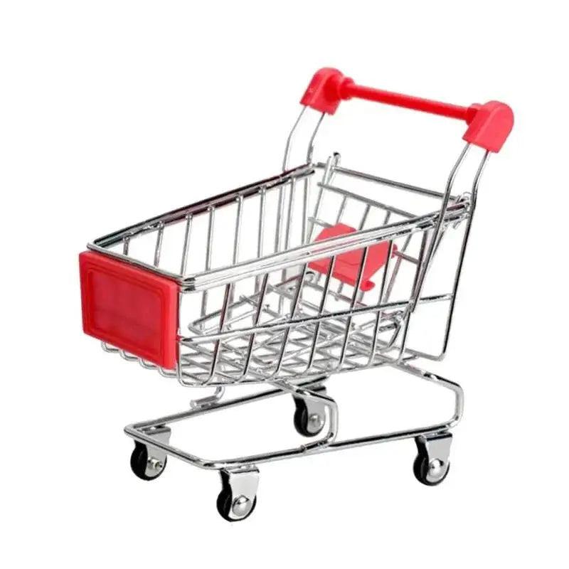 Mini Iron Shopping Cart Toy, Craft Display & Storage Holder Mini Toy Cart Richie's Red