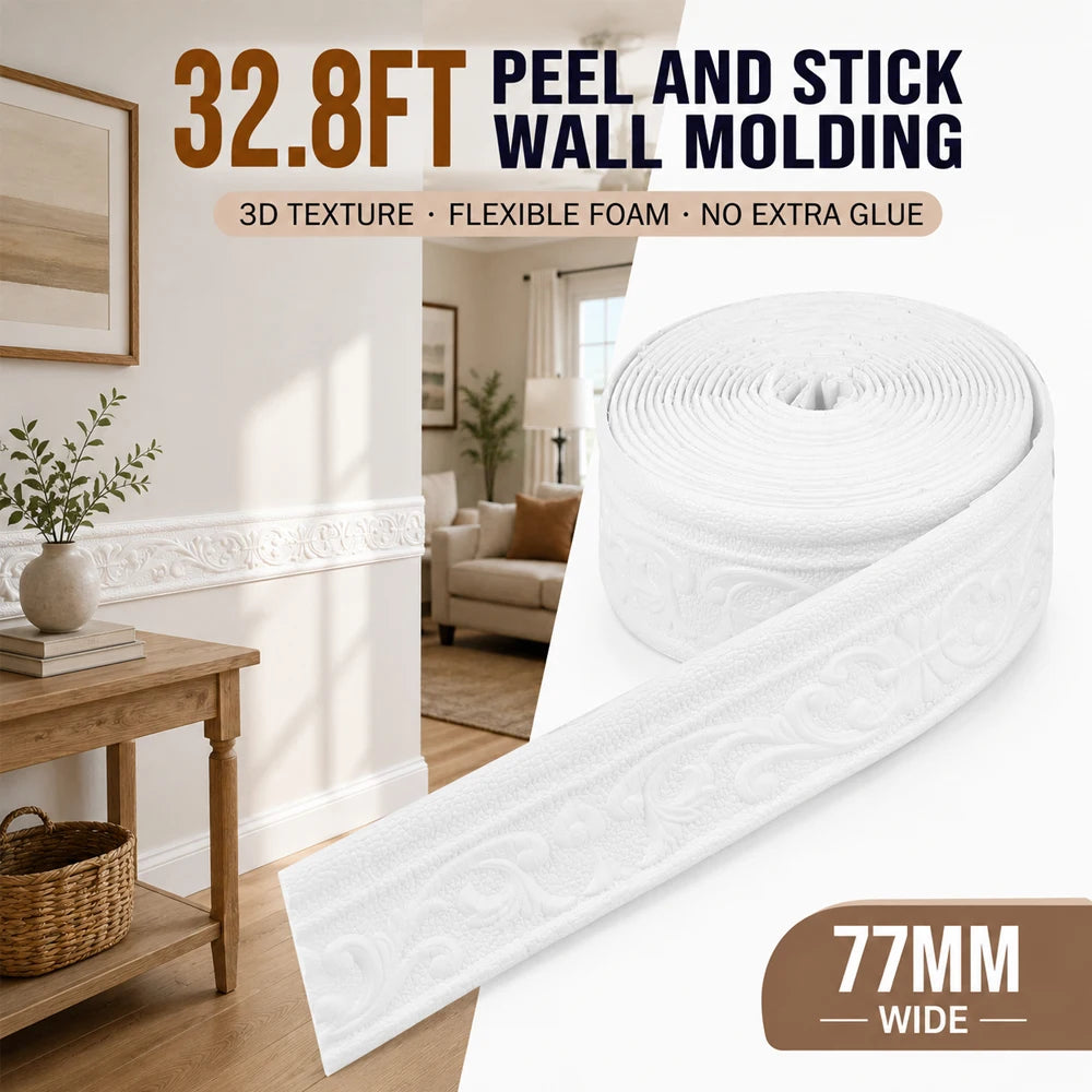 3D Foam Peel & Stick Wall Molding Trim 10M – Crown Border Wall Molding Trim Richie's