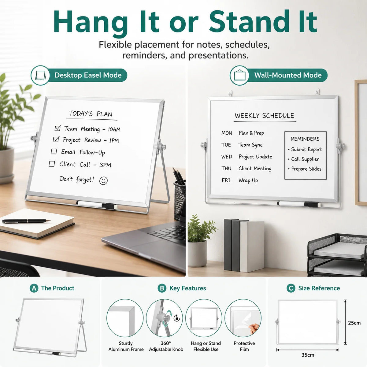 Foldable Double-Sided Desktop Whiteboard with Adjustable Stand Desktop Whiteboard Richie's