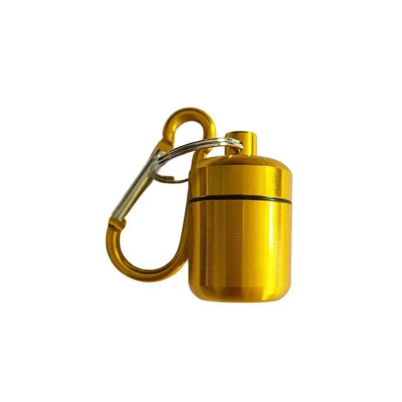 Waterproof Mini Pill Box Keychain – Aluminum Sealed Container Keychain Pill Box Richie's Gold