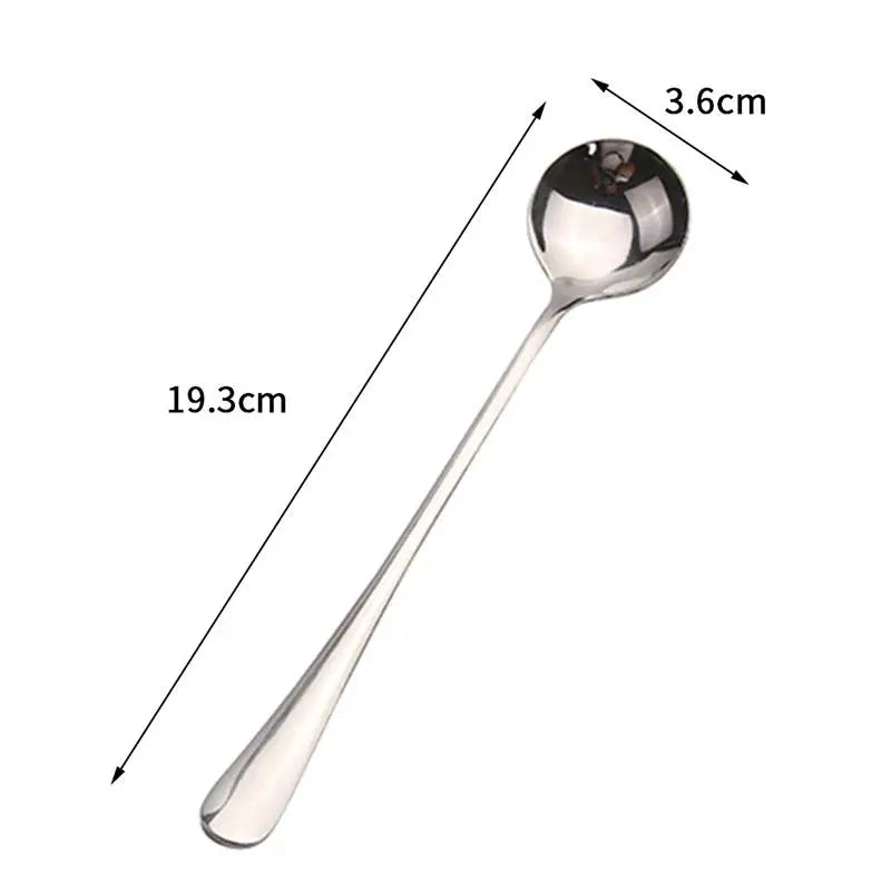 Stainless Steel Long Handle Spoon – Coffee, Ice Cream & Fruit Kitchen Flatware Richie's A1