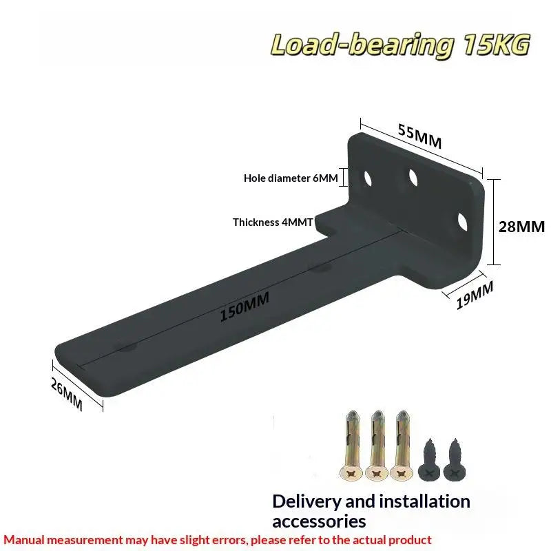 L-Shape Metal Shelf Brackets Wall Mount Support Rack with Screws Metal Shelf Bracket Richie's Black 26x150mm