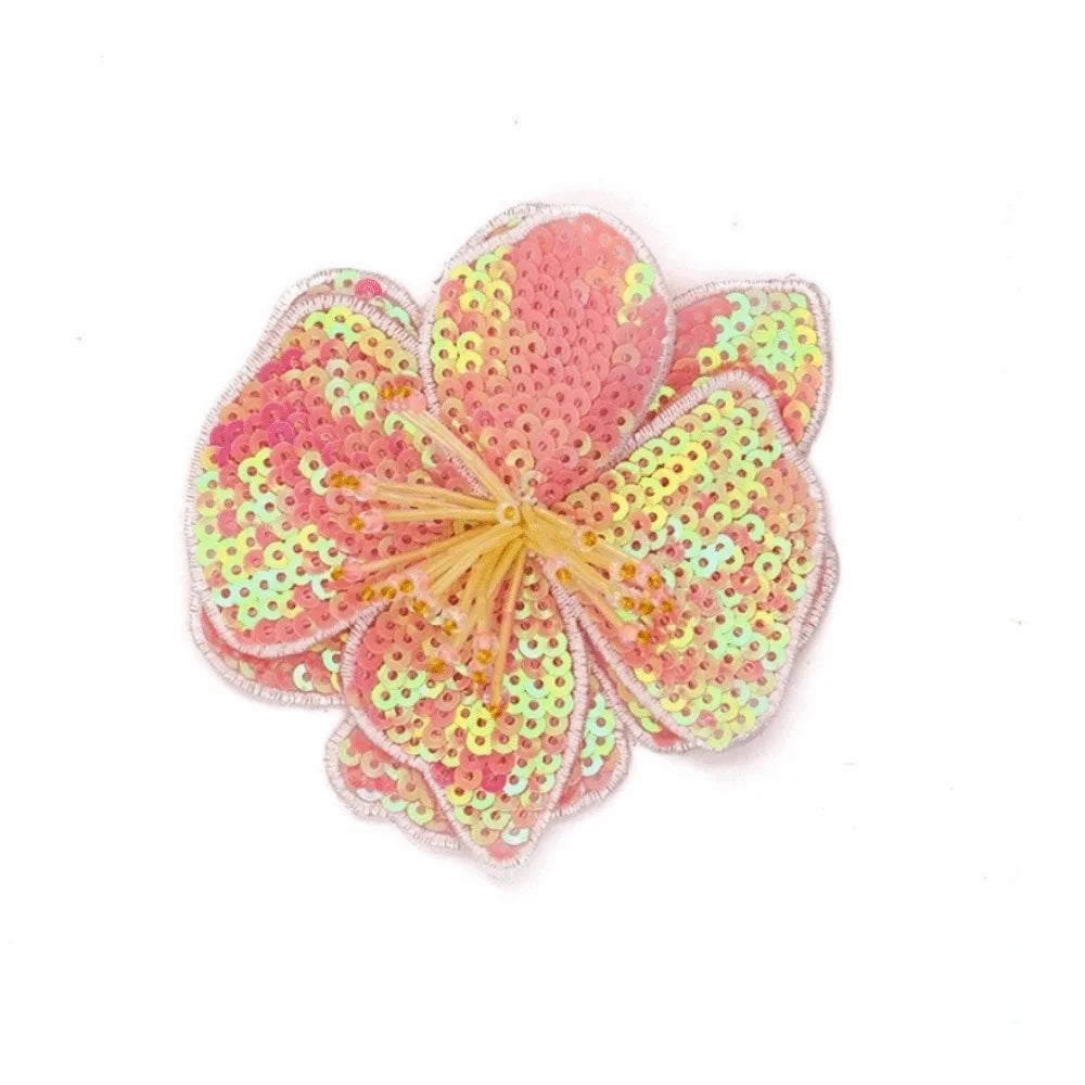 Handmade Beaded Flower Sequin Sew-On Applique Patch – 11–12cm Sew-On Applique Patch Richie's Pink