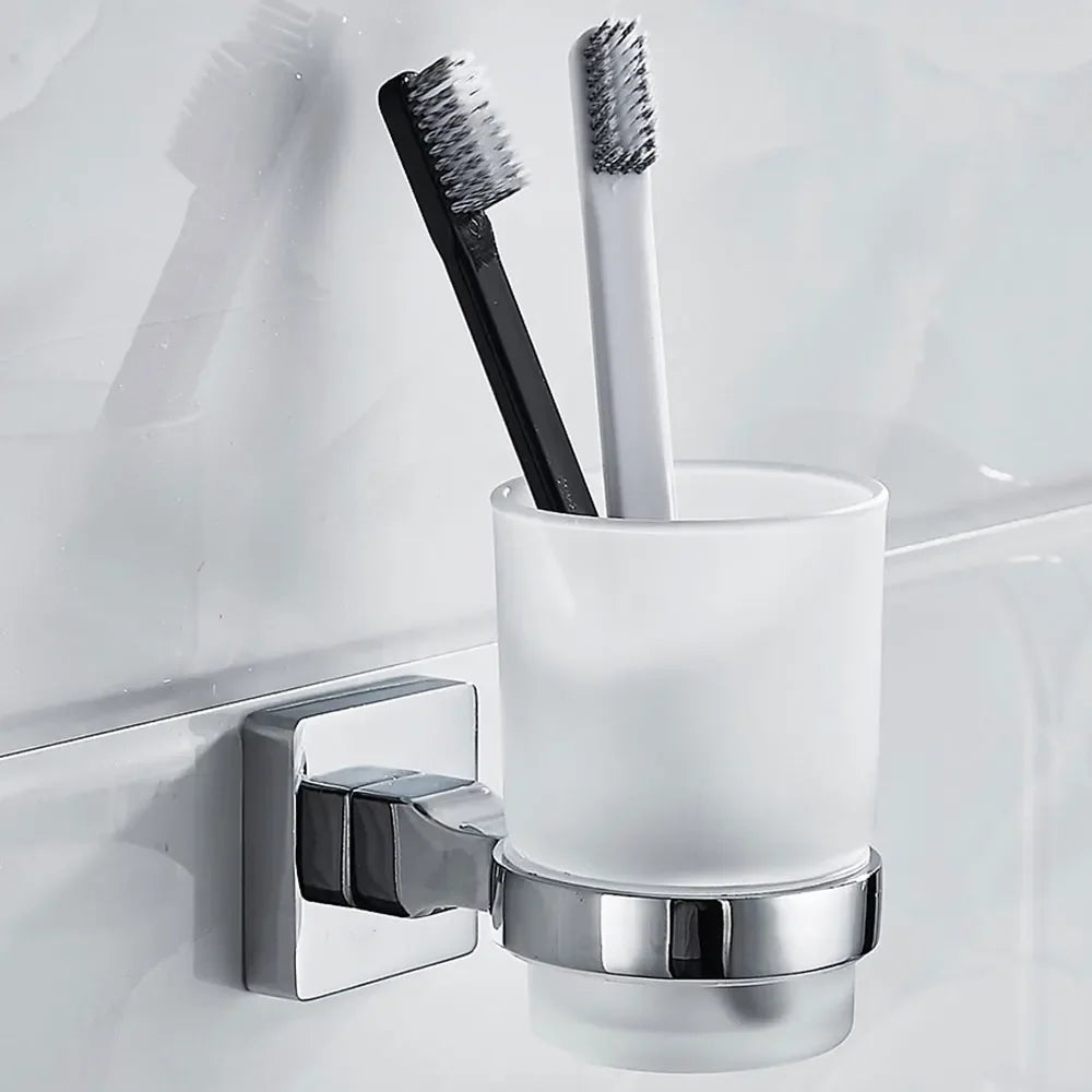 Wall Mount Double Toothbrush Cup Holder – Brushed Stainless Steel Toothbrush Cup Holder Richie's