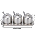 304 Stainless Steel Seasoning Pot Set 300ml with Lid & Spoons Seasoning Pot Set Richie's