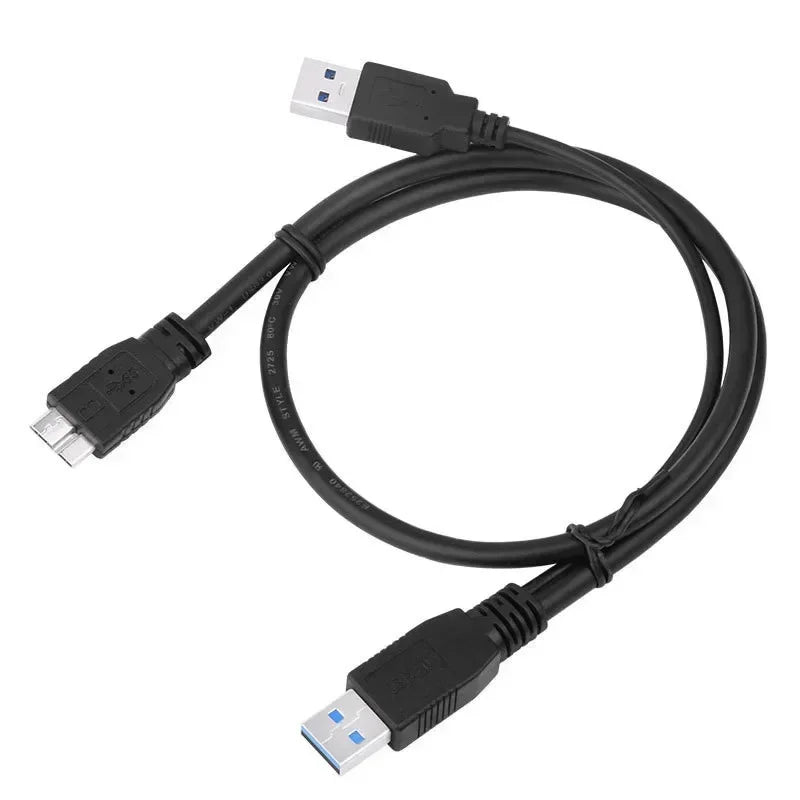 USB 3.0 Micro-B Hard Drive Cable Dual USB Power – 0.6M & 1M USB Data Cable Richie's Black(0.5M)