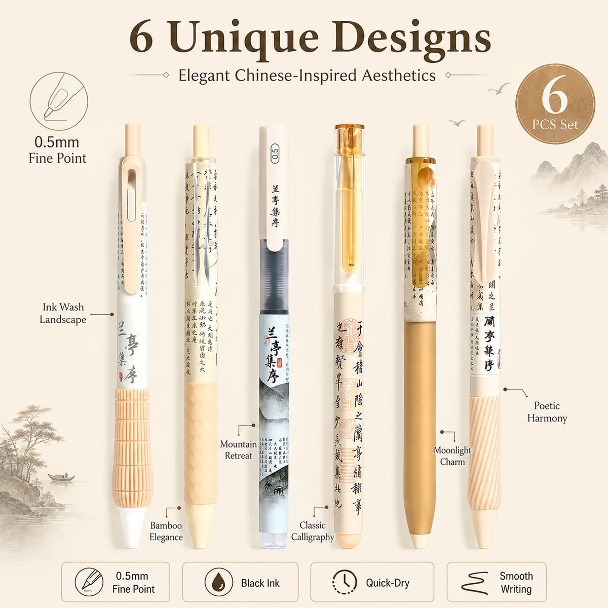 Lanting Preface 0.5mm Black Ink Gel Pen – Calligraphy Writing Pen Gel Pen Richie's