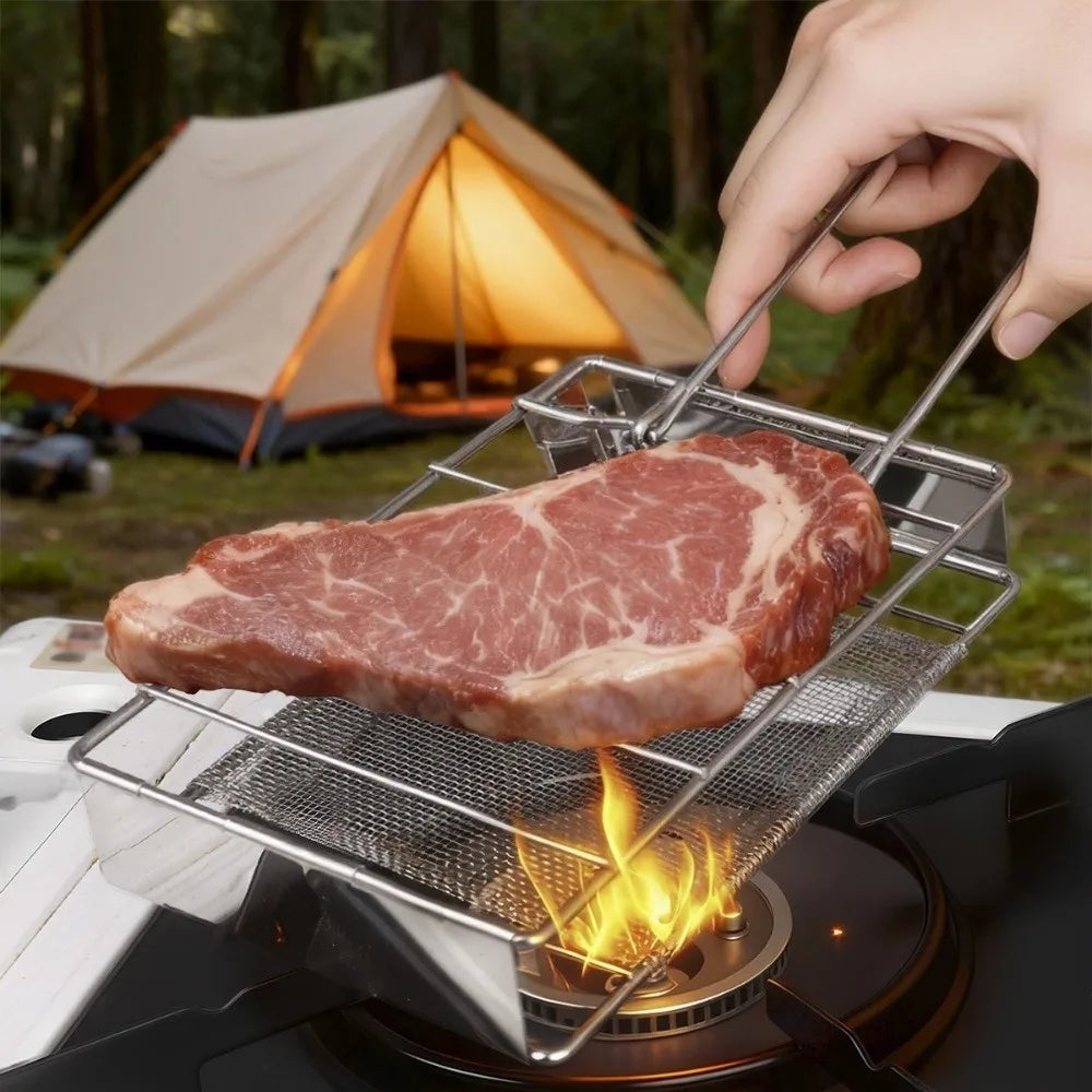 Foldable Stainless Steel Bread Grill Rack – Camping & BBQ Camping Grill Rack Richie's