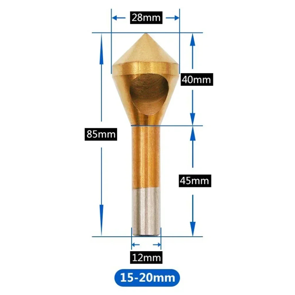 Titanium-Plated HSS Countersink Drill Bit – Deburring & Chamfer Tool Countersink Drill Bit Richie's 15-20mm