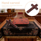 Wooden Cross Wall Decor Dark Brown Hand-Carved Rose Rustic Art Religious Wall Decor Richie's