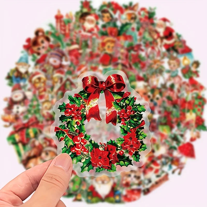 Vintage Christmas Stickers – Reusable, No Residue, Transparent Holiday Craft Stickers Richie's