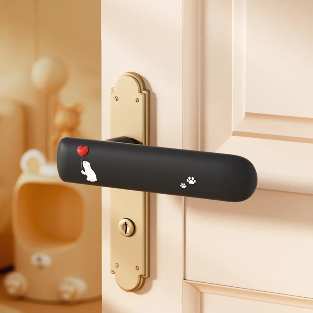 Cute Cat Silicone Door Knob Cover – Wall Protector Sleeve Door Knob Cover Richie's Black-Right