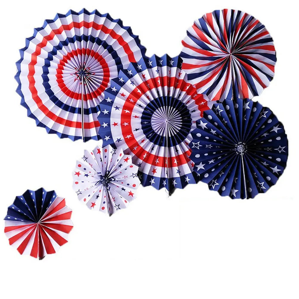 6-Piece US Flag Paper Fans – 4th of July Party Decorations Party Paper Fans Richie's