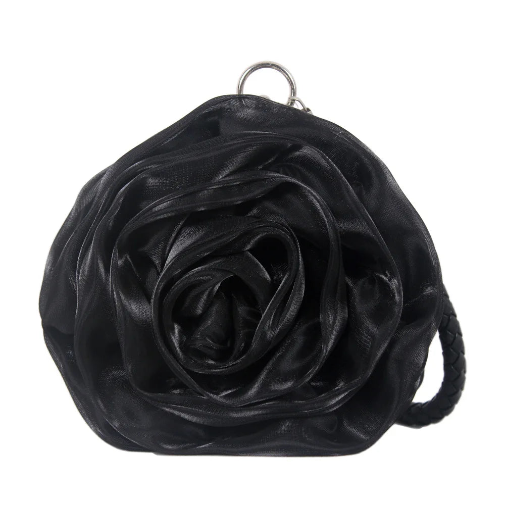 Vintage Floral Rose Evening Clutch Bag | Bridal Wedding Purse Evening Clutch Bag Richie's black