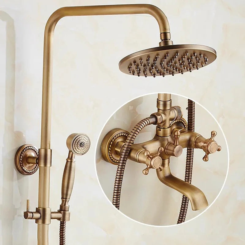 Antique Brass Wall-Mounted Bathtub Shower Faucet Mixer Set Shower Faucet Set Richie's B