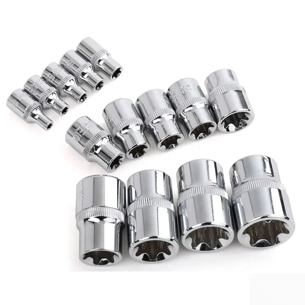 14Pc Female E-TORX Star Socket Set E4–E24 | 3 Drive Sizes Socket Set Richie's