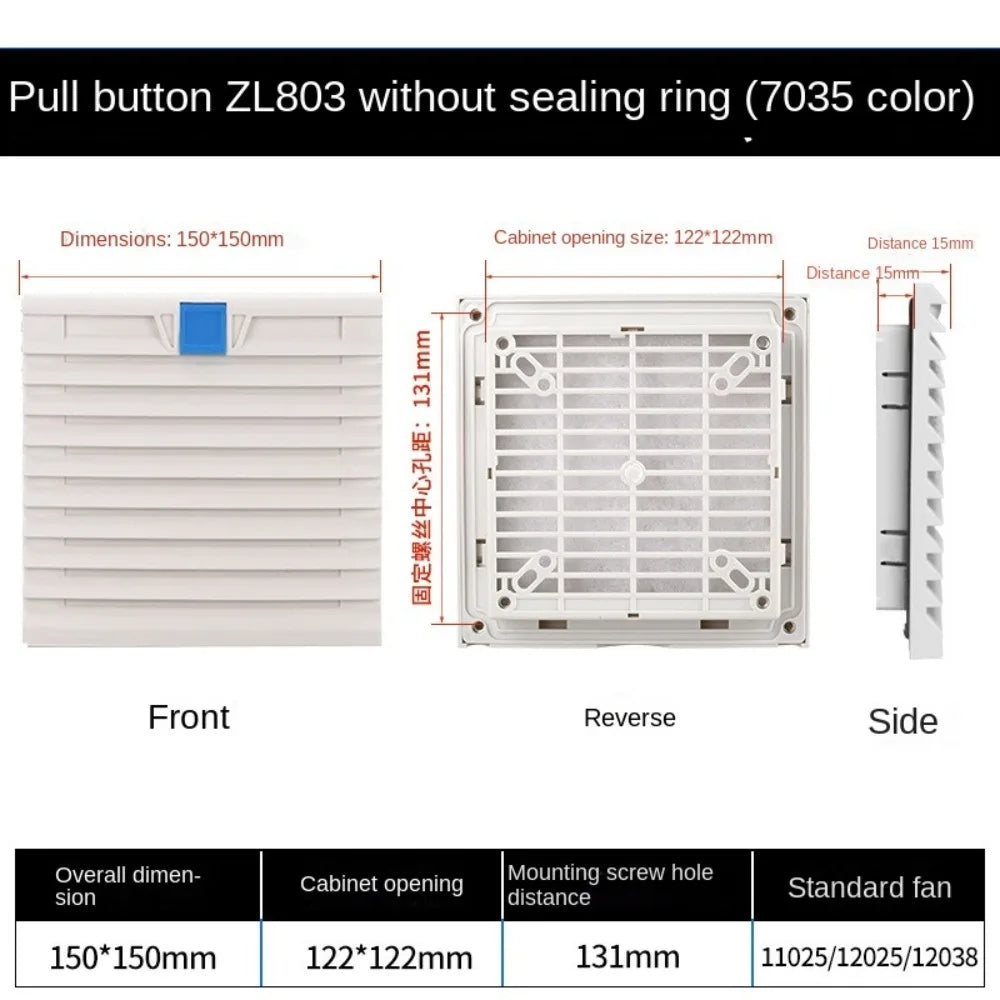 ABS Cabinet Ventilation Filter Fan Grille Louver Shutter – 4 Sizes Cabinet Ventilation Filter Richie's 150X150mm A