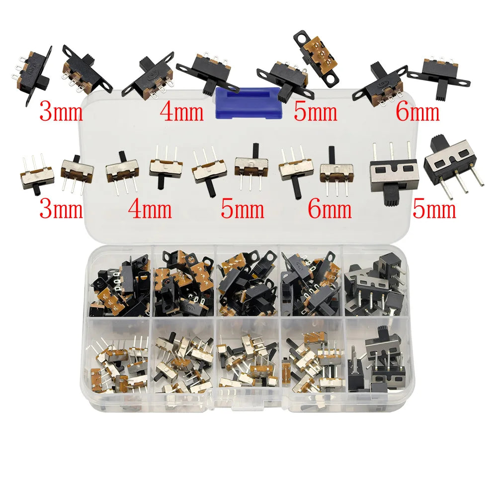 Mini Slide Switch Kit 3-Pin SPDT DIP PCB Toggle 40–100pcs Slide Switch Kit Richie's