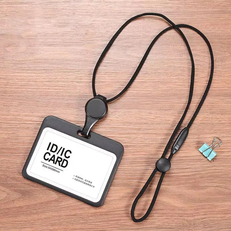 Retractable ID Badge Holder with Removable Lanyard | ABS ID Badge Holder Richie's Black Horizontal