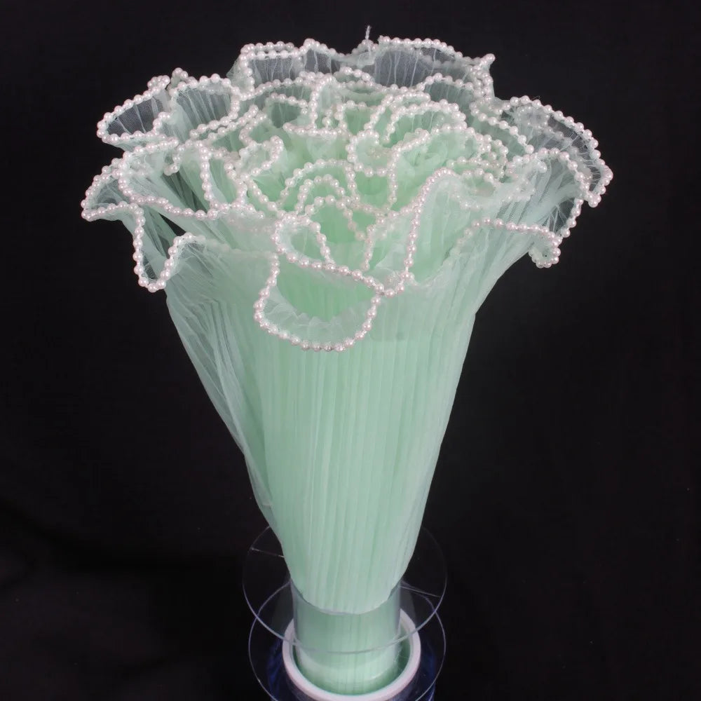 Pearl Wave Lace Mesh Flower Bouquet Wrapping 28cm x 4 Yards Bouquet Wrapping Mesh Richie's Green one size