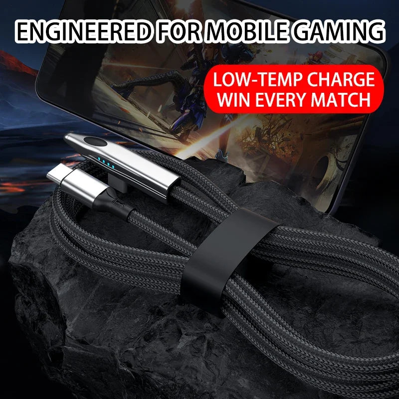 240W USB-C Fast Charging Cable 90° Elbow – Bullet Train Design USB-C Charging Cable Richie's