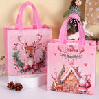 Pink Christmas Tote Bags with Handles | Santa & Elk 4/8 Pcs Christmas Gift Bags Richie's