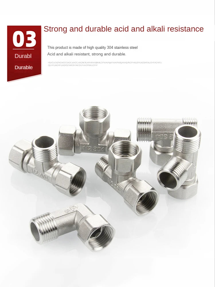 304 Stainless Steel Tee Swivel Pipe Fitting & Water Splitter 1/2" Pipe Tee Fitting Richie's