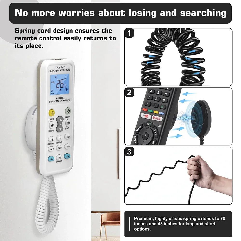 Retractable Remote Control Holder Anti-Lost Spring Cable Remote Control Holder Richie's
