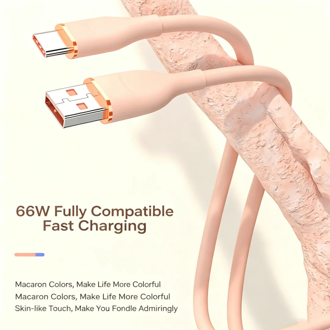 Soft Silicone USB-A to Type-C Fast Charging Cable | 66W USB Charging Cable Richie's