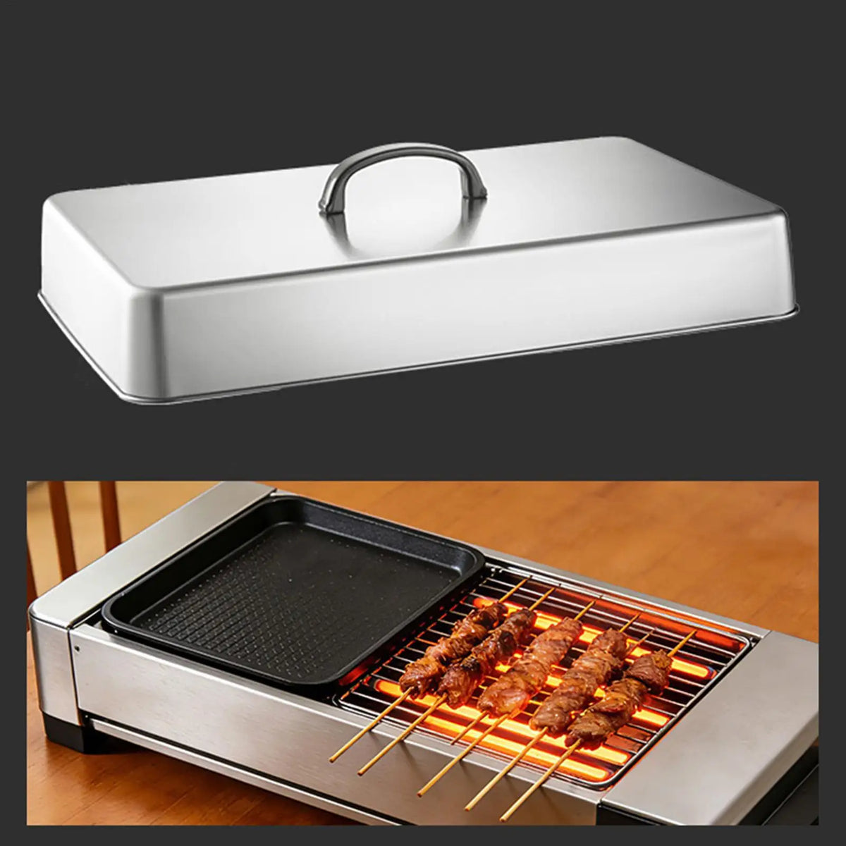 Rectangular Stainless Steel Basting Cover for BBQ Griddle Grill Griddle Basting Cover Richie's