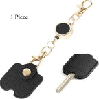 Retractable Faux Leather Keychain for Women | Gold Clasp Retractable Keychain Richie's black 1 Piece