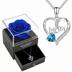 "MOM I Love You" Heart Pendant Necklace with Rose Gift Box Pendant Necklace Gift Set Richie's