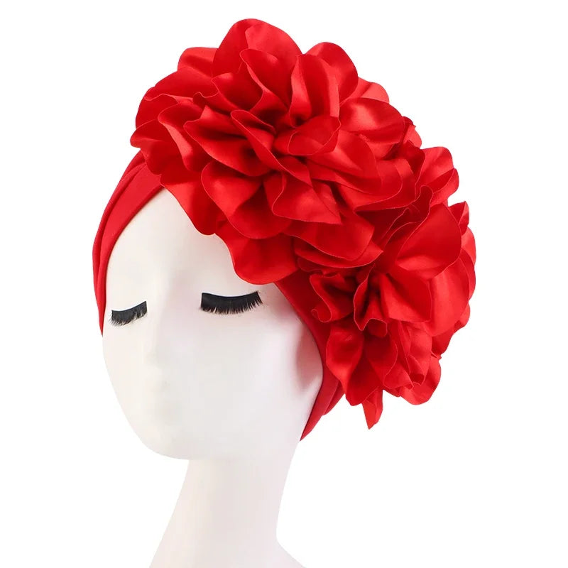 Women's Muslim Hijab Cap Flower Turban Bonnet – 11 Colors Hijab Turban Cap Richie's Red One Size