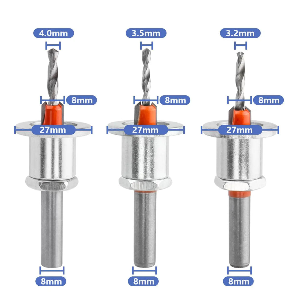 5-Piece Countersink Drill Bit Set with Depth Stop | 8mm Shank Countersink Drill Bit Set Richie's