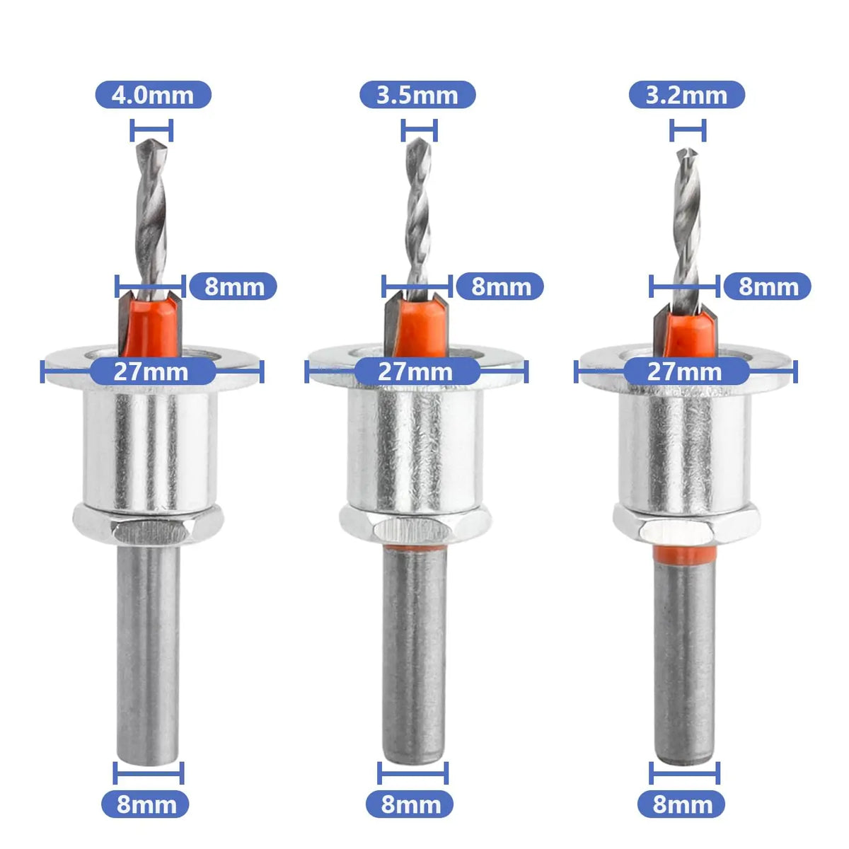5-Piece Countersink Drill Bit Set with Depth Stop | 8mm Shank Countersink Drill Bit Set Richie's