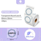 Phomemo M110 M200 M221 Round Transparent Thermal Labels 1.57" Thermal Label Roll Richie's XY5050-140HD