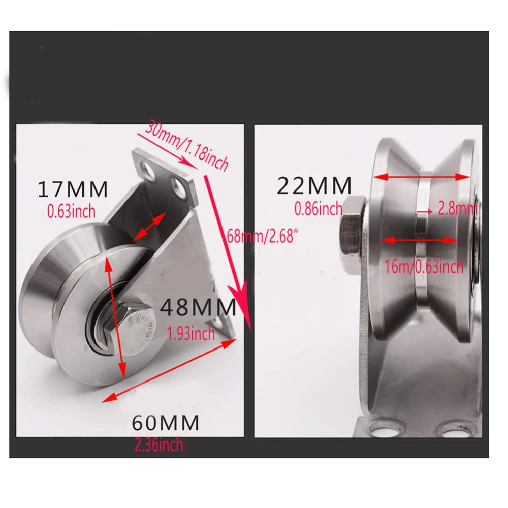 304 Stainless Steel 2" U-Groove Sliding Gate Roller Wheel Bearings Gate Roller Wheel Richie's