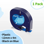 Dymo LetraTag 12mm Compatible Label Tape White – 91201/91200 Label Maker Tape Richie's Black on Blue