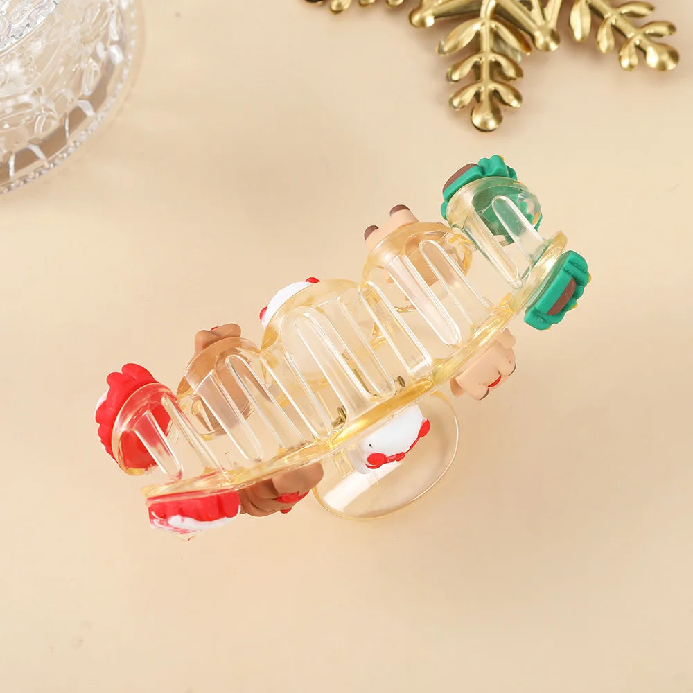 Santa & Reindeer Christmas Hair Claw Clip – Large Shark Clip Christmas Hair Clip Richie's