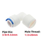 5Pcs RO Water Quick Elbow Fittings – 1/4" & 3/8" Tube Connectors Pipe Elbow Fittings Richie's PL 9.53mm-1I2 Elbow Pipe to Male