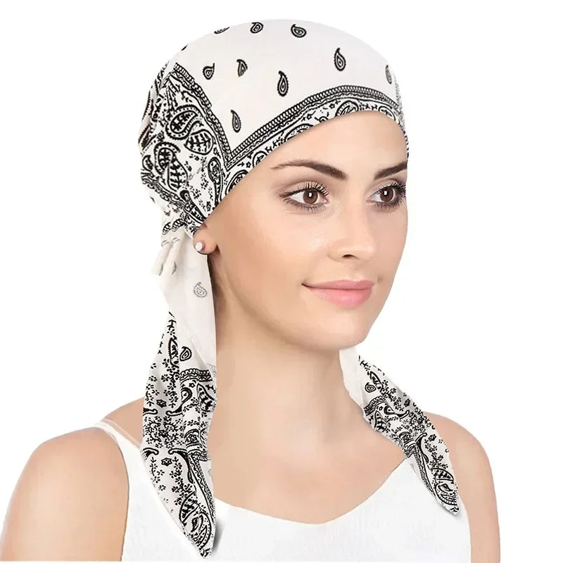 Women's Printed Turban Hat Pre-Tied Head Scarf Cotton Hijab Turban Head Scarf Richie's 04