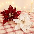 Glitter Poinsettia Artificial Christmas Flower 22cm Decoration Christmas Artificial Flower Richie's