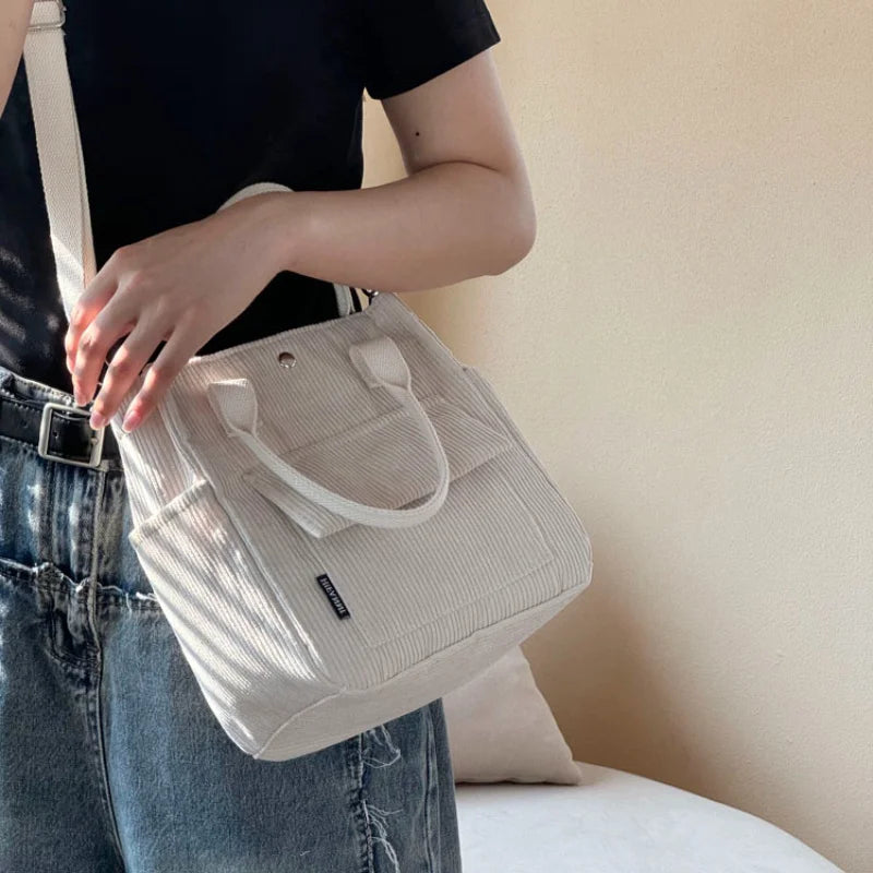 Large Corduroy Tote Bag – Women's Shoulder Bag for Work & College Corduroy Tote Bag Richie's Beige