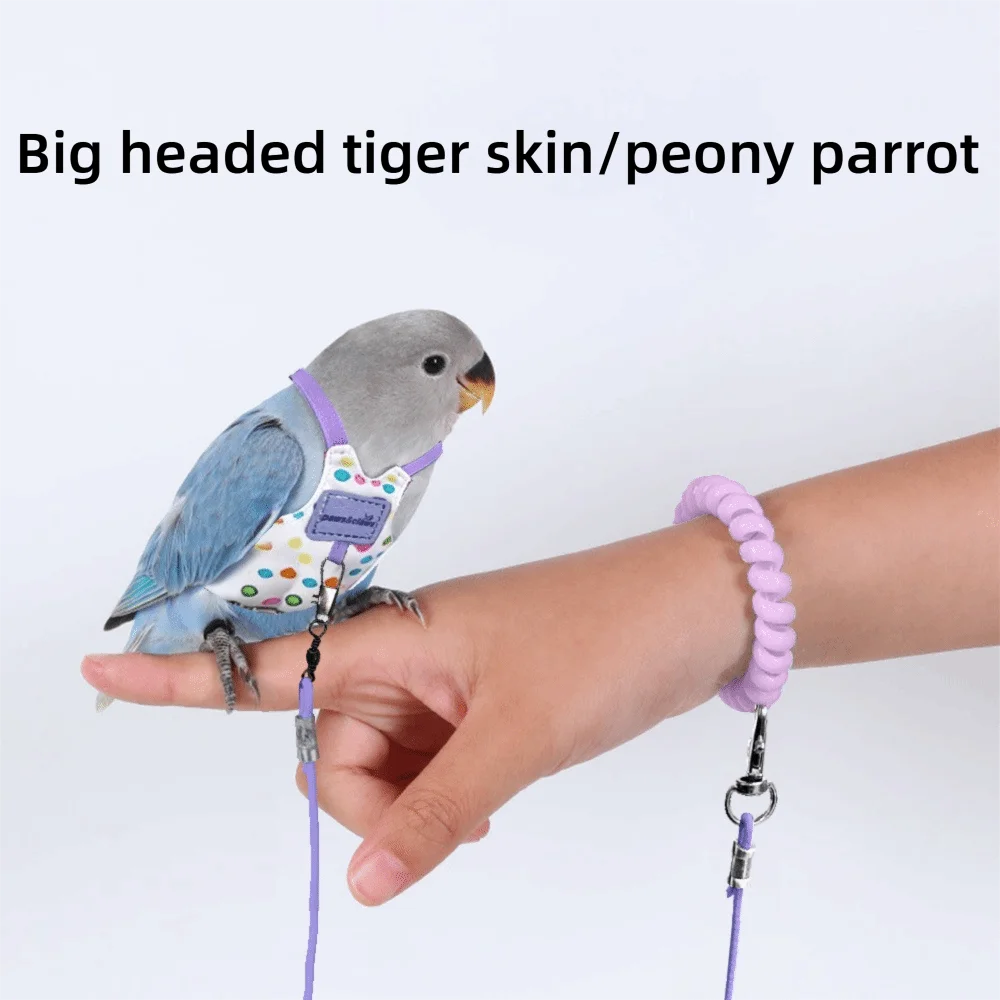 Adjustable Breathable Parrot Flight Harness & Walking Leash Bird Flight Harness Richie's Purple-Style2
